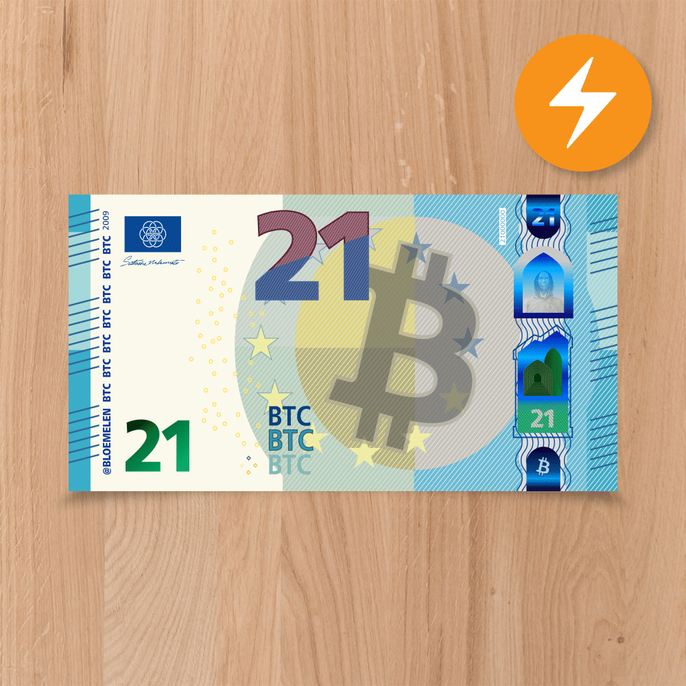 21 Bitcoinschein Euro „Orangepilling Edition“