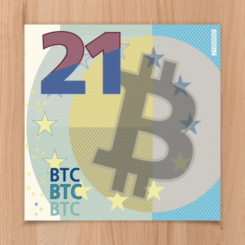 21 Bitcoinschein Euro „Orangepilling Edition“
