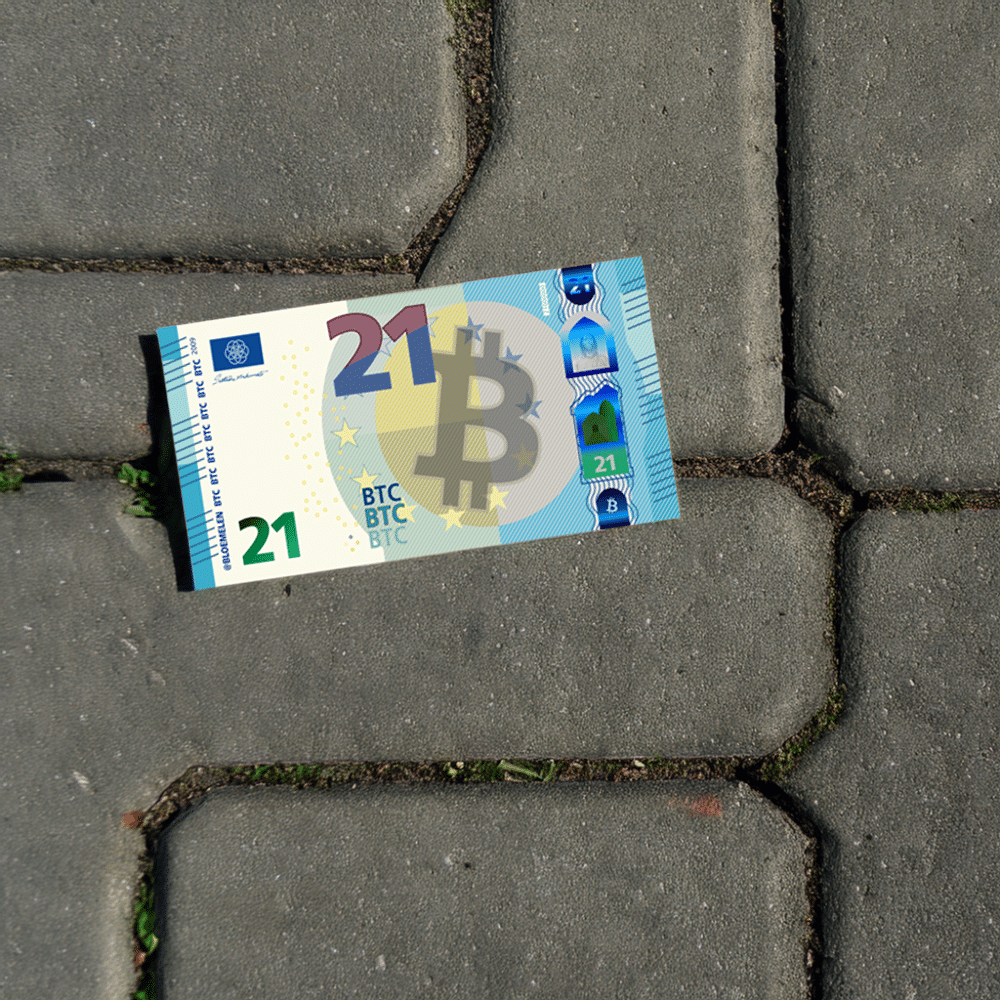 21 Bitcoinschein Euro „Orangepilling Edition“